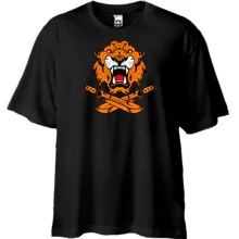 Футболка Oversize с тигром и ножами
