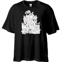 Футболка Oversize с белыми котами