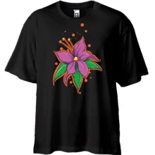 Футболка Oversize с фиолетовым цветком бабочкой