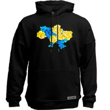 Худи без начеса Карта Украины из акварельных цветов