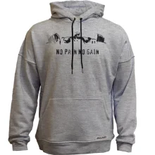 Худи без начеса с атлетом со штангой «No pain no gain»