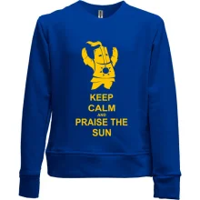 Детский свитшот без начеса Keep calm and praise the sun