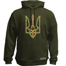 Худи без начеса с цветочным гербом Украины