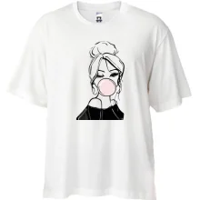 Футболка Oversize Girl with babble gum art