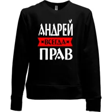 Детский свитшот без начеса Андрей всегда прав