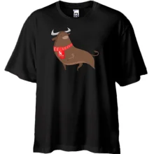 Футболка Oversize с новогодним быком в шарфе