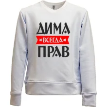 Детский свитшот без начеса Дима всегда прав