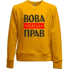 Детский свитшот без начеса Вова всегда прав
