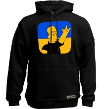 Худи без начеса Гомер на фоне украинского флага