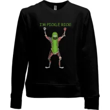 Детский свитшот без начеса с Огурчиком Риком и надписью «I'm Pickle Rick»