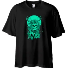 Футболка Oversize Green moon and skull