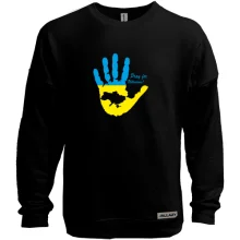 Світшот без начосу з фразою «Pray for Ukraine», долонею та мапою