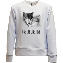 Детский свитшот без начеса с волками One Life One Love