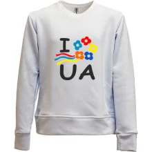 Детский свитшот без начеса I love Ukraine с венком