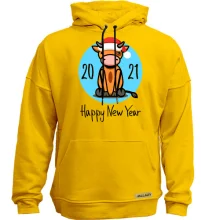 Худи без начеса с бычком Happy New Year
