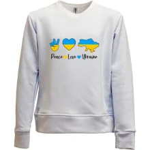 Детский свитшот без начеса Peace Love Ukraine
