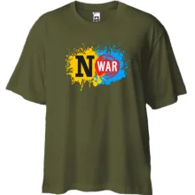 Футболка Oversize No War з жовто-синіми бризками