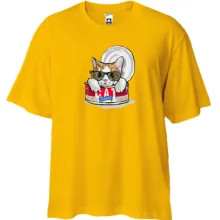 Футболка Oversize с котом в консервной банке