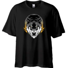 Футболка Oversize с волчьей мордой