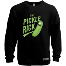 Свитшот без начеса с крупной зелёной надписью «I'm Pickle Rick»