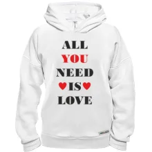 Худи BASE с надписью «All you need is love» и сердцами