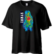 Футболка Oversize с Хищником в стиле тепловизора