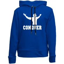 Дитяче худі без начосу з атлетом і написом «Conquer»