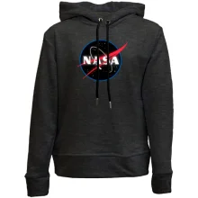 Детское худи без начеса с логотипом Nasa (black)