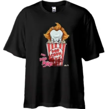Футболка Oversize с попкорном и злым клоуном