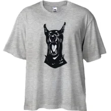 Футболка Oversize с лающим доберманом