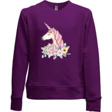 Дитячий світшот без начосу з єдинорогом в квітах