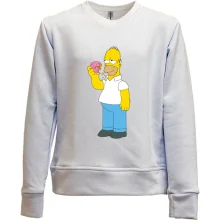 Детский свитшот без начеса с Гомером и маленьким пончиком