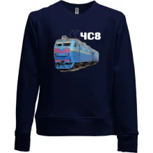Детский свитшот без начеса с локомотивом поезда ЧС8