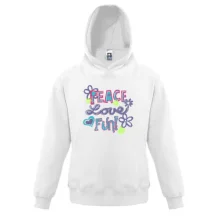 Детская толстовка Peace, love, fun