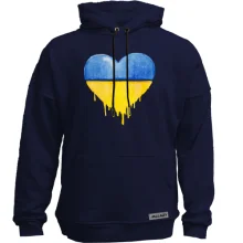 Худи без начеса с желто-синим сердцем