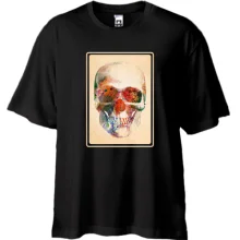 Футболка Oversize с черепом на холсте