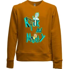 Детский свитшот без начеса Rick and Morty с персонажами в надписи