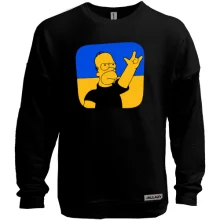 Свитшот без начеса Гомер на фоне украинского флага