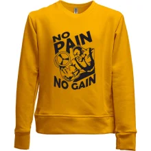 Детский свитшот без начеса с бодибилдером «No pain no gain»