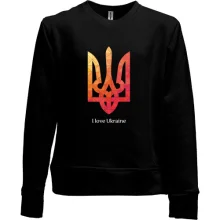 Дитячий світшот без начосу I love Ukraine з червоним гербом