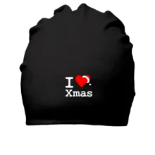 Хлопковая шапка с надписью "I love Xmas"