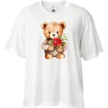 Футболка Oversize Плюшевый мишка с розой