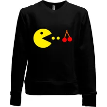Детский свитшот без начеса Pacman с вишней