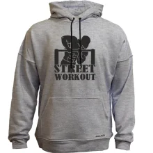 Худи без начеса с атлетом на турнике и надписью Workout