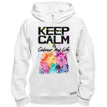 Худи BASE Keep calm and colour your life с цветными зебрами