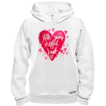 Худи BASE с фразой «All you need is love» и розовым сердцем