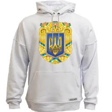 Худи без начеса с большим гербом Украины, колосьями и калиной