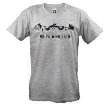 Футболка с атлетом со штангой «No pain no gain»