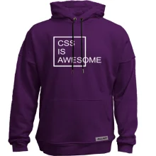 Худи без начеса с надписью "Css is awesome"