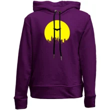 Детское худи без начеса с логотипом Batman на фоне города